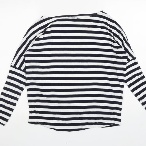 NEXT Womens Blue Striped Viscose Basic T-Shirt Size 12 Boat Neck