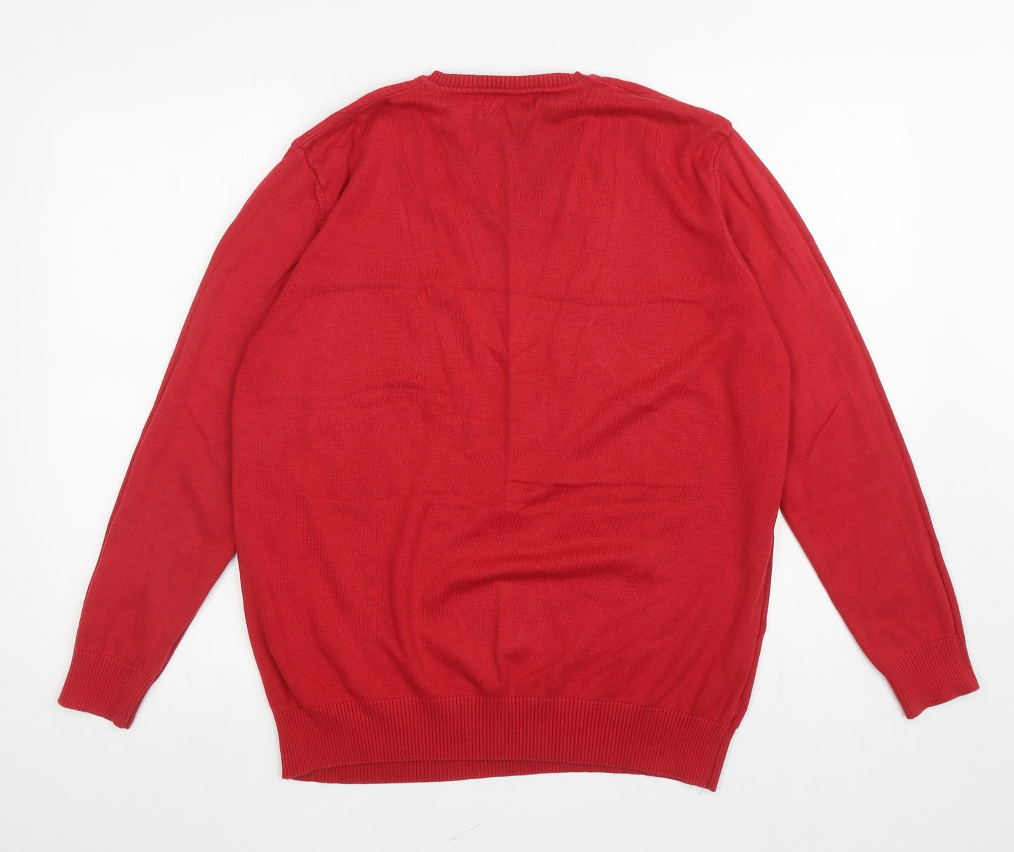 Ralph Lauren Mens Red V-Neck Argyle/Diamond Cotton Pullover Jumper Size XL