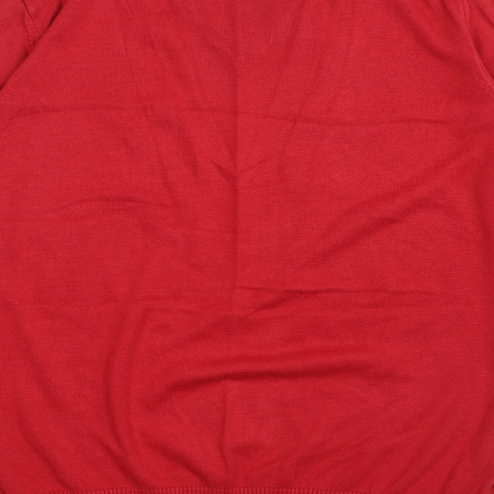 Ralph Lauren Mens Red V-Neck Argyle/Diamond Cotton Pullover Jumper Size XL