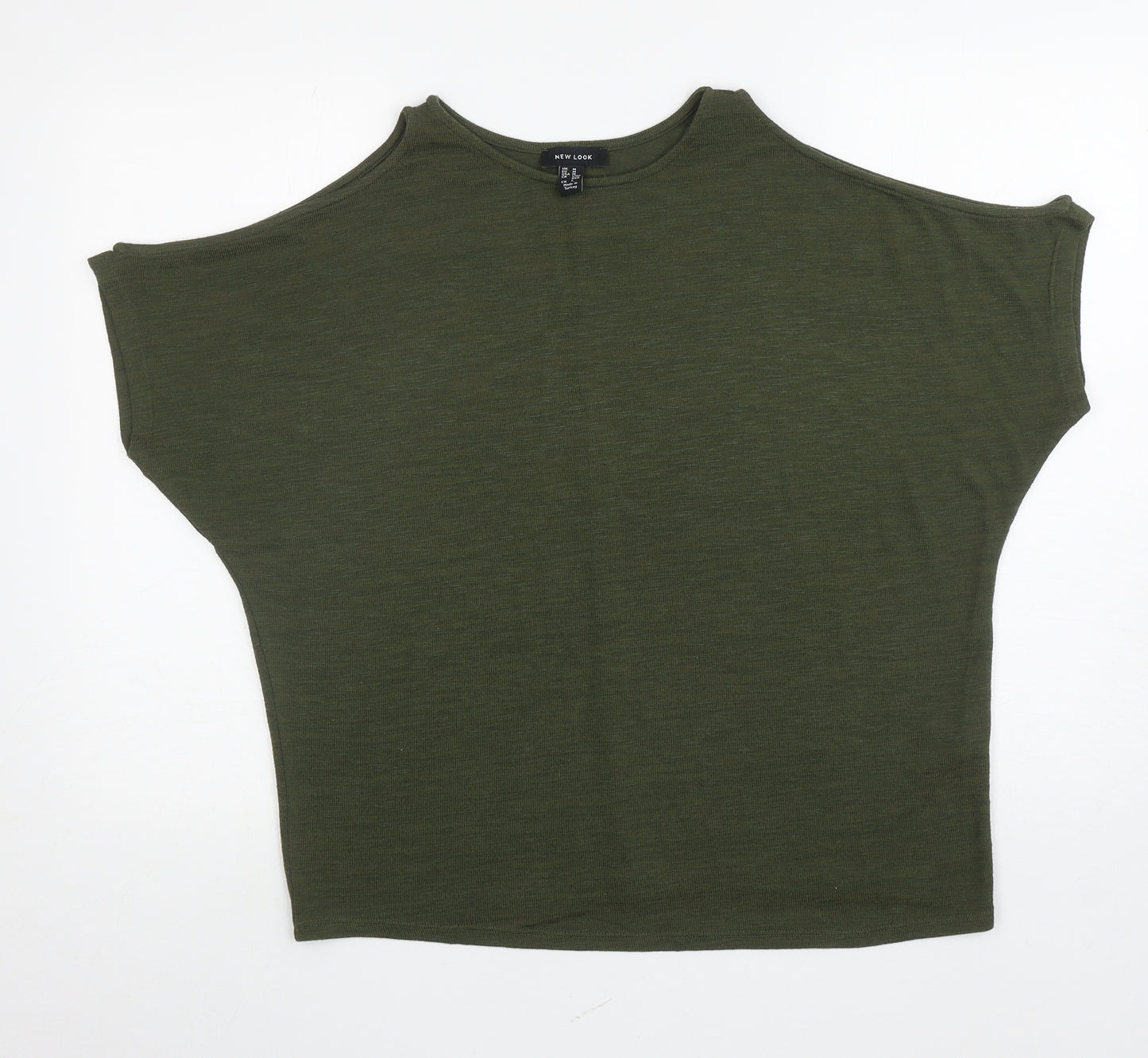 New Look Womens Green Polyester Basic T-Shirt Size M Round Neck - Cut out shoulders