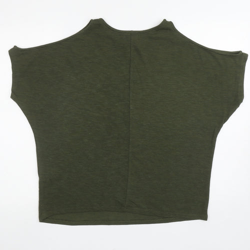 New Look Womens Green Polyester Basic T-Shirt Size M Round Neck - Cut out shoulders