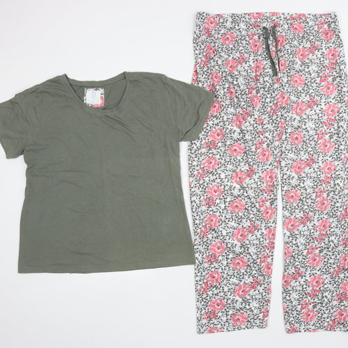 Primark Womens Multicoloured Floral Cotton Top Pyjama Set Size L