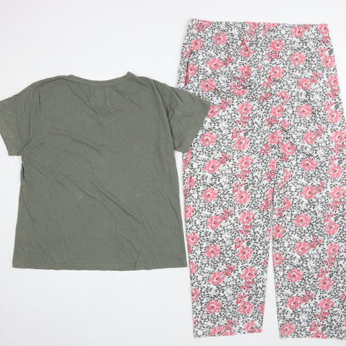 Primark Womens Multicoloured Floral Cotton Top Pyjama Set Size L