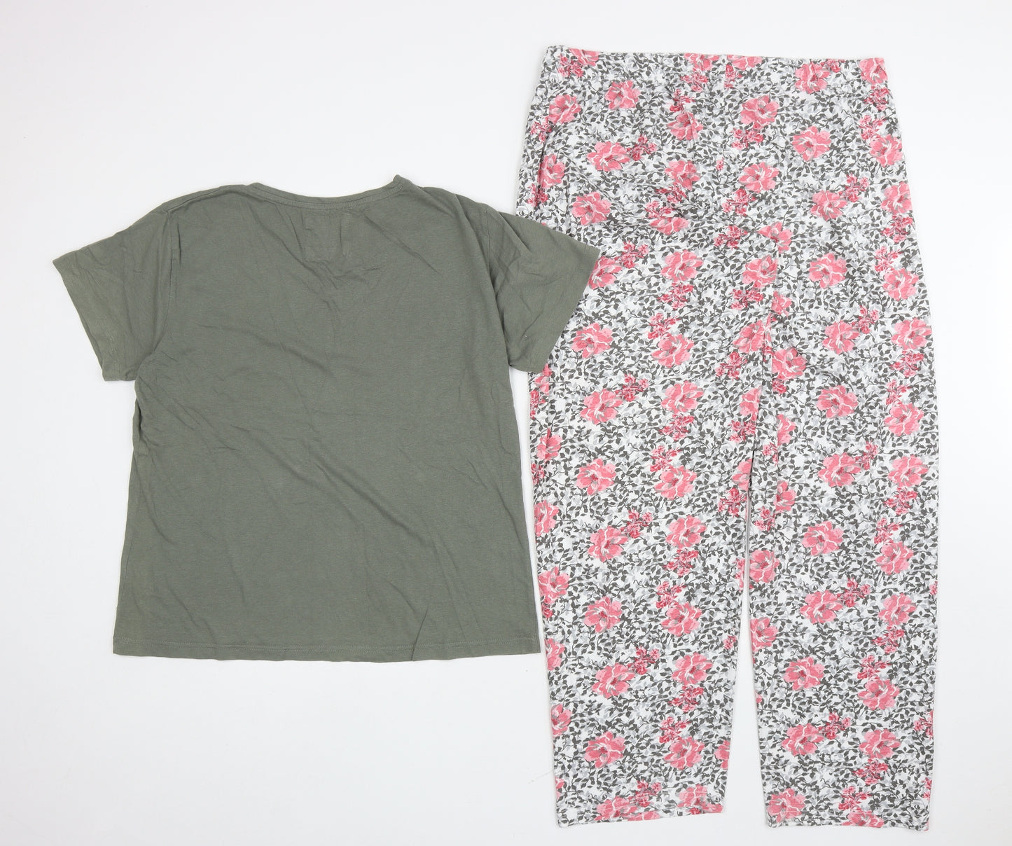 Primark Womens Multicoloured Floral Cotton Top Pyjama Set Size L