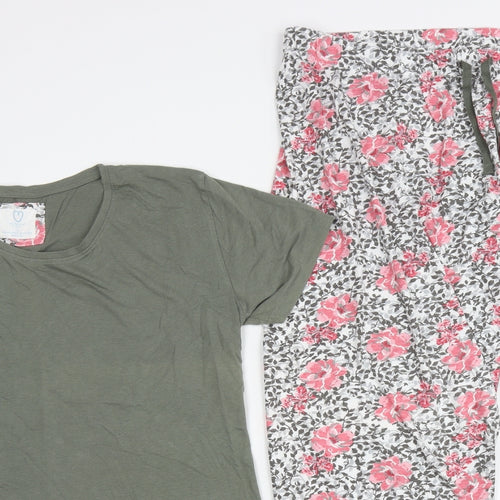 Primark Womens Multicoloured Floral Cotton Top Pyjama Set Size L