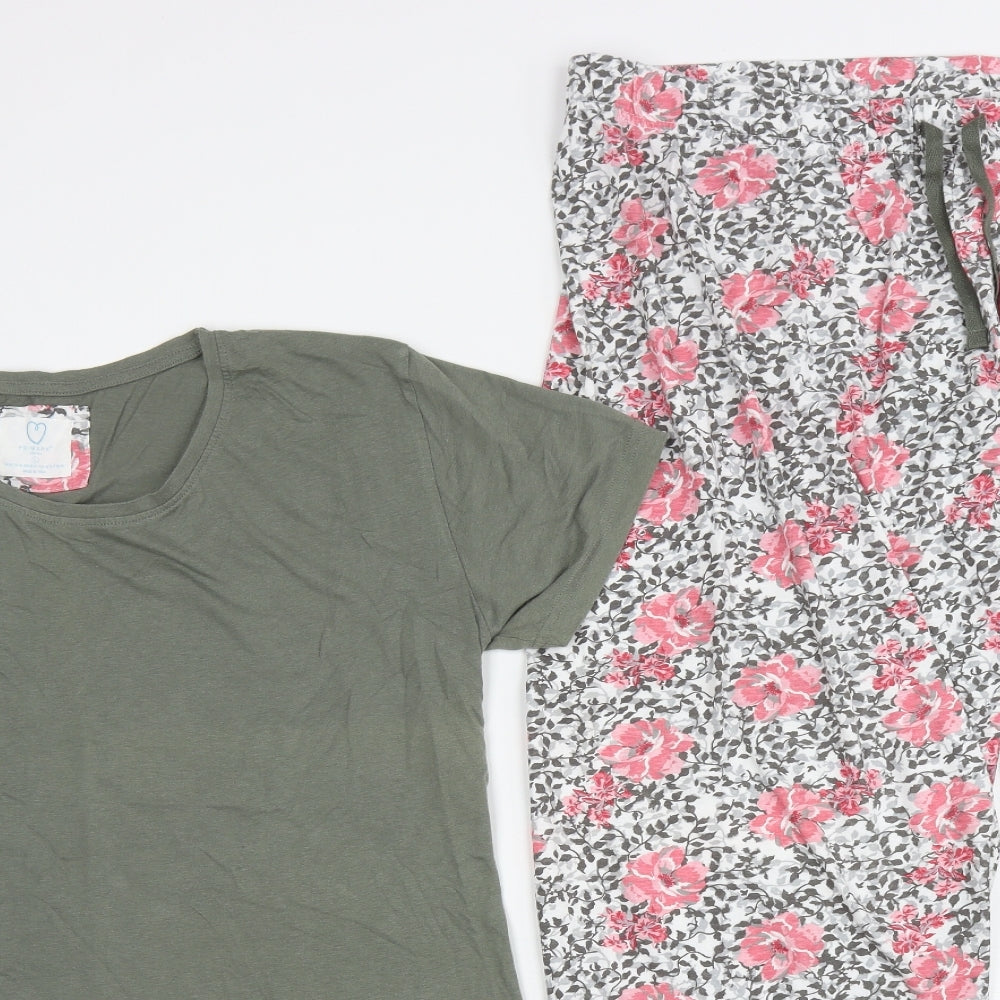 Primark Womens Multicoloured Floral Cotton Top Pyjama Set Size L