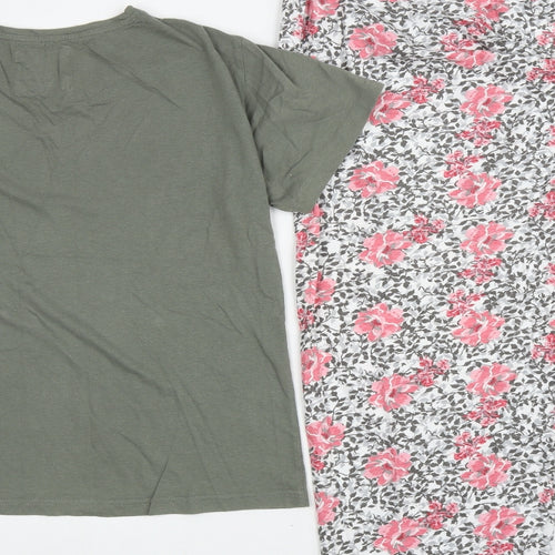 Primark Womens Multicoloured Floral Cotton Top Pyjama Set Size L