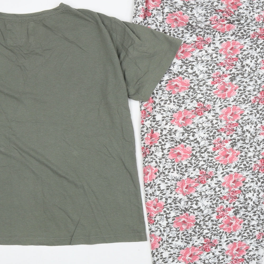 Primark Womens Multicoloured Floral Cotton Top Pyjama Set Size L