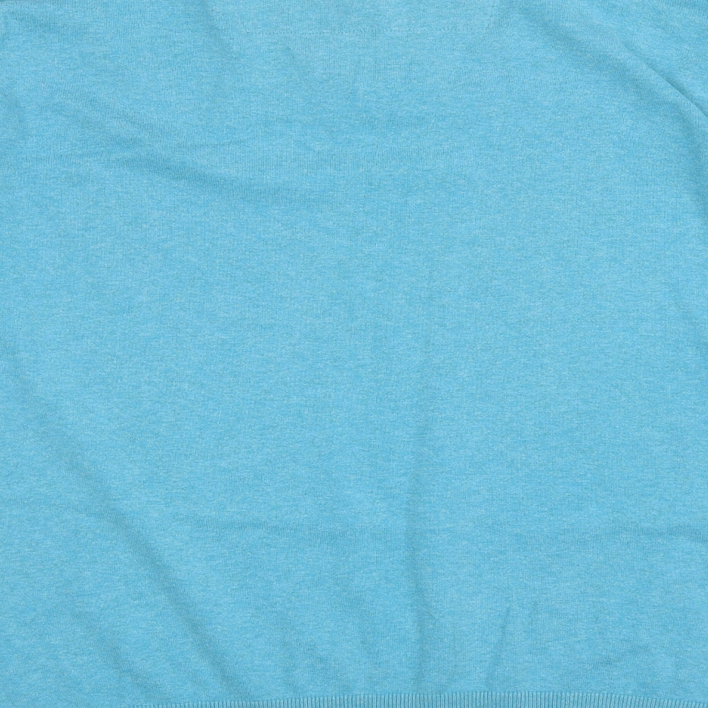 Marks and Spencer Mens Blue Collared Cotton Pullover Jumper Size 2XL