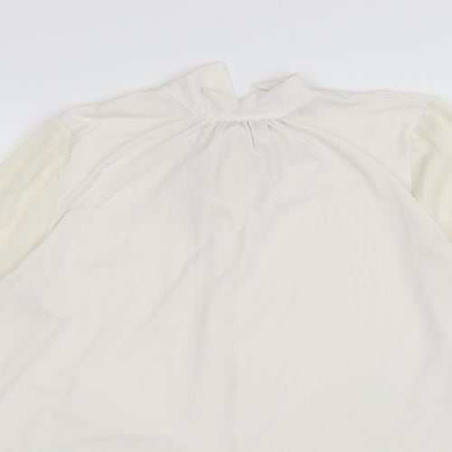 NEXT Womens Ivory Polyester Basic Blouse Size 16 Mock Neck
