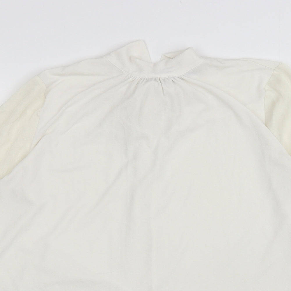 NEXT Womens Ivory Polyester Basic Blouse Size 16 Mock Neck
