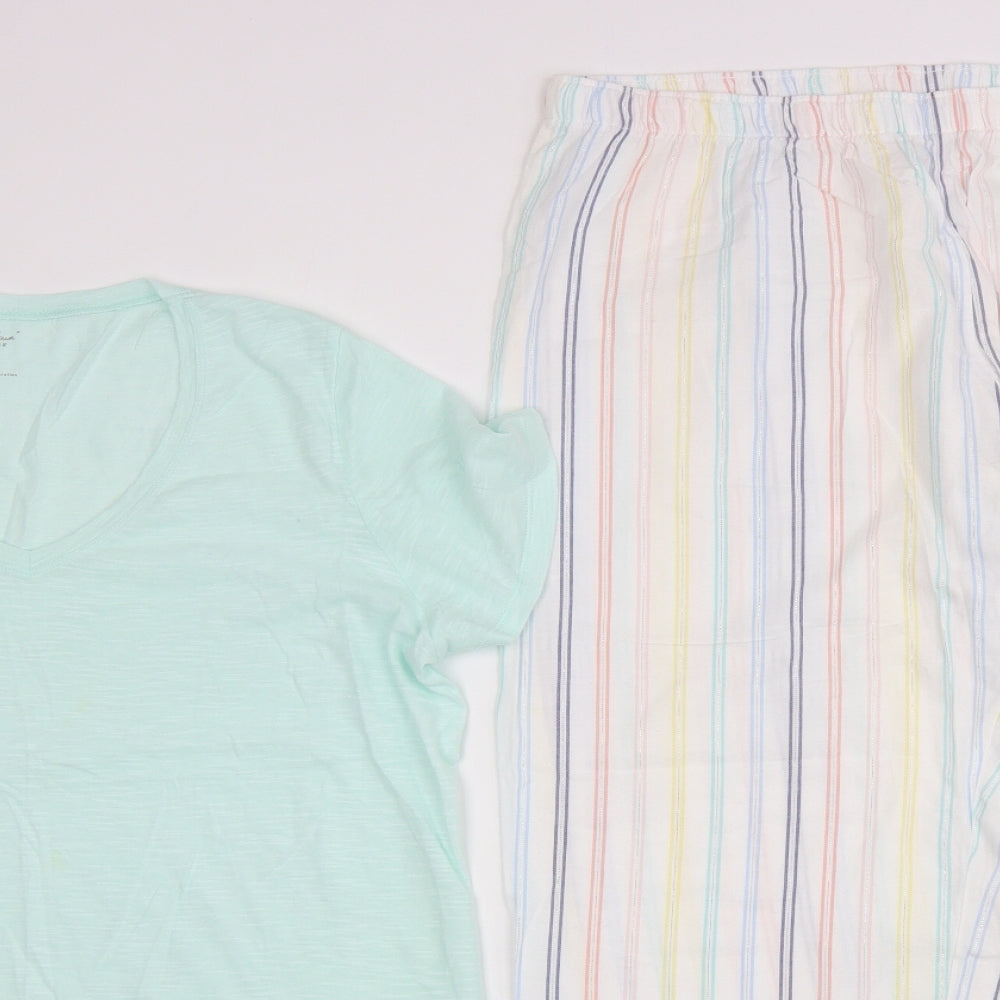 F&F Womens Multicoloured Striped Cotton Top Pyjama Set Size 16