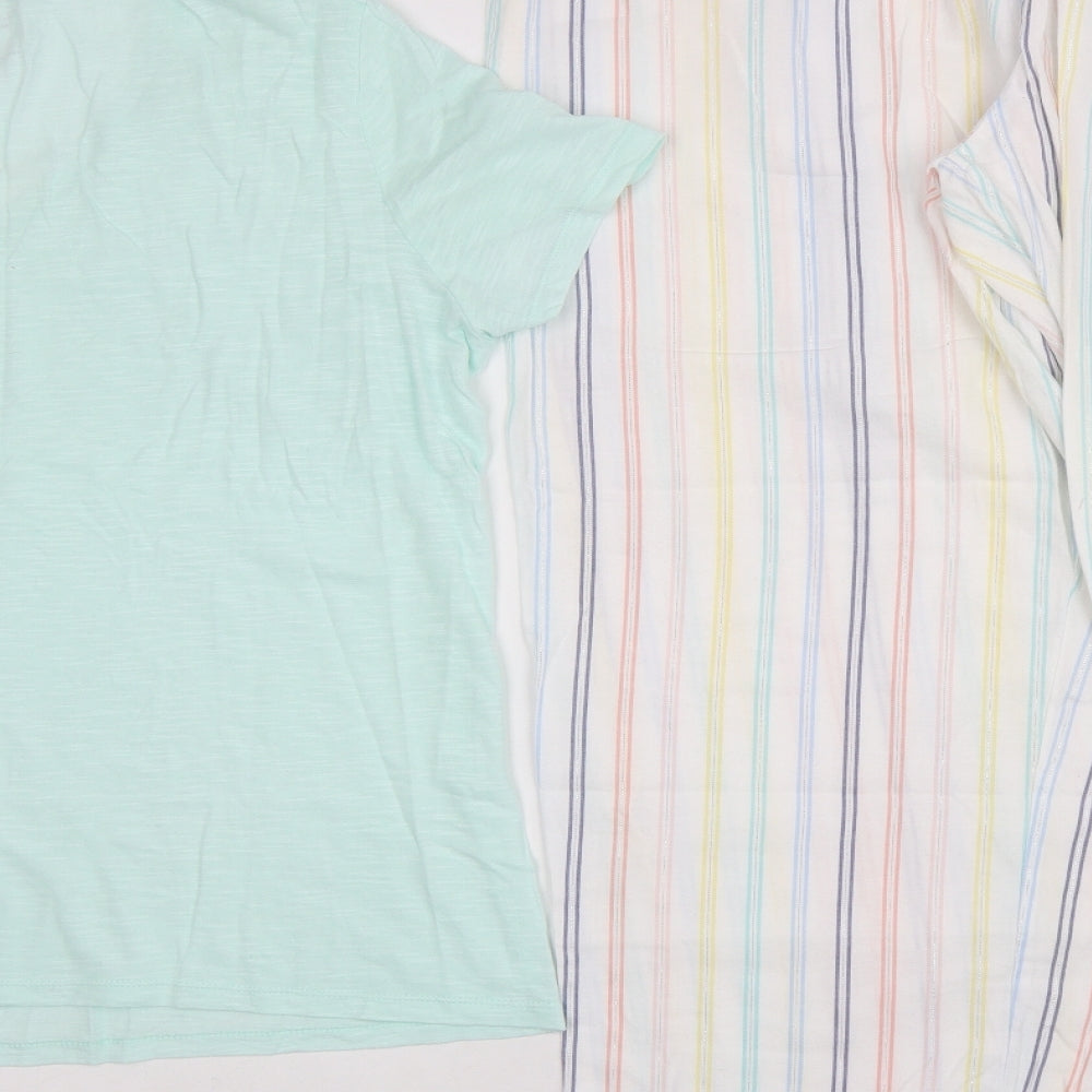 F&F Womens Multicoloured Striped Cotton Top Pyjama Set Size 16