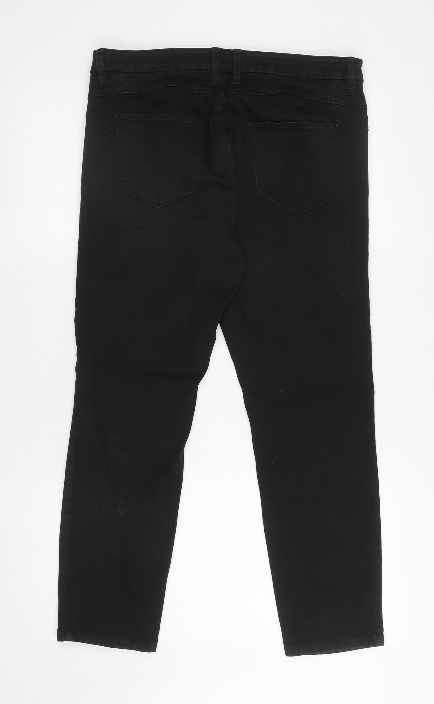 Marks and Spencer Womens Black Cotton Skinny Jeans Size 14 L26 in Regular Zip