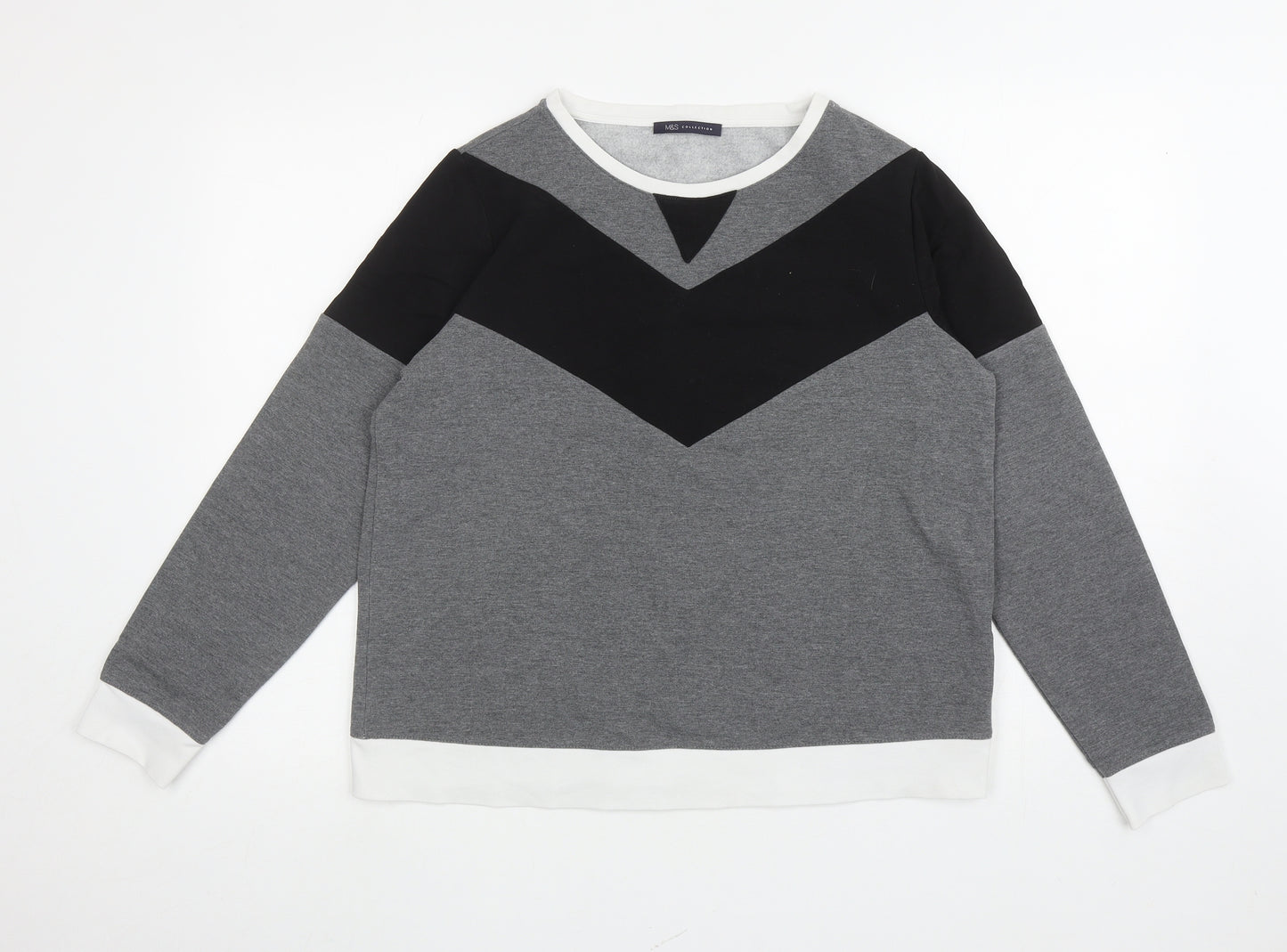 Marks and Spencer Womens Grey Colourblock Polyester Pullover Sweatshirt Size 16 Pullover