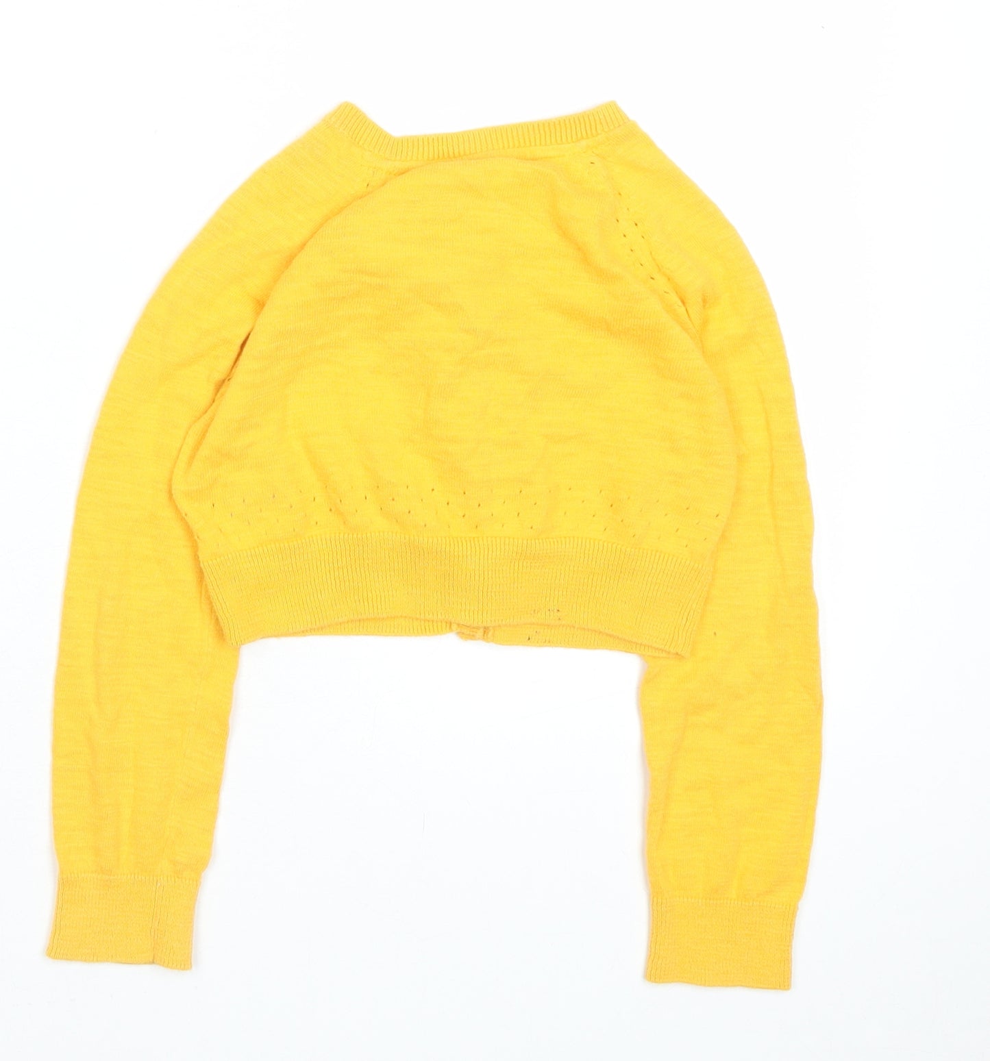 Mothercare Girls Yellow Crew Neck Cotton Cardigan Jumper Size 6 Years Button