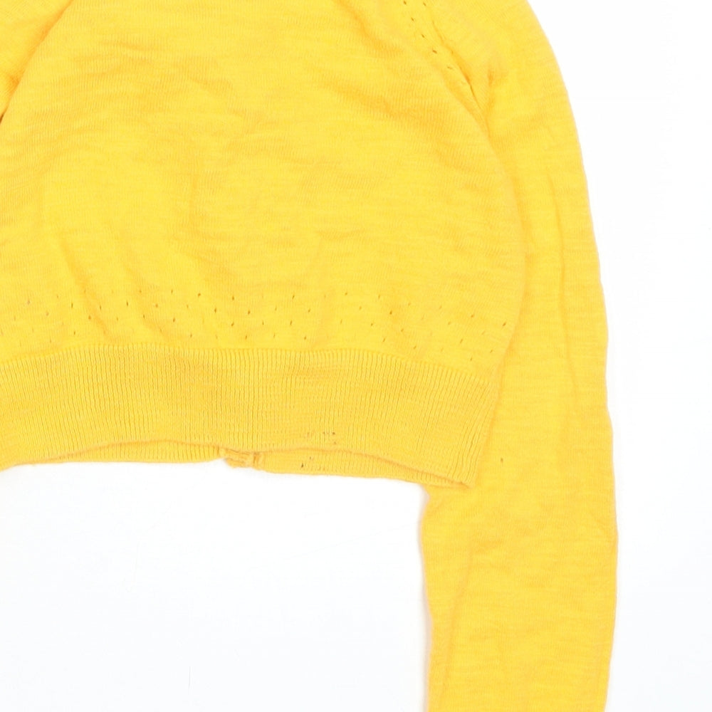Mothercare Girls Yellow Crew Neck Cotton Cardigan Jumper Size 6 Years Button