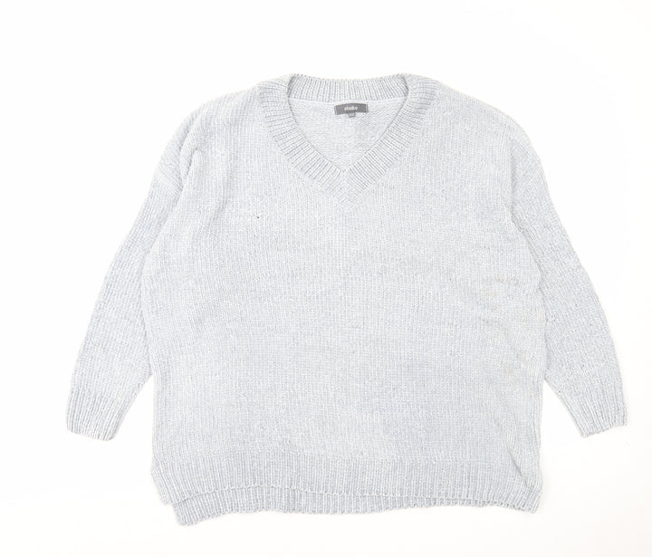 Studio Womens Red V-Neck Polyester Pullover Jumper Size 20