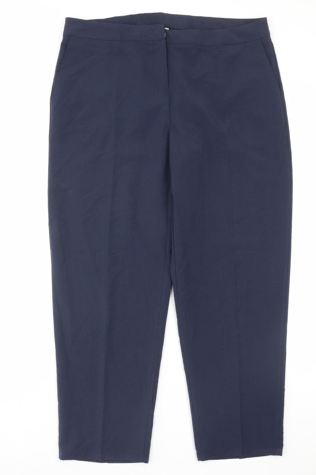 Emma Collction Womens Blue Polyester Trousers Size 10 L27 in Regular Hook & Eye