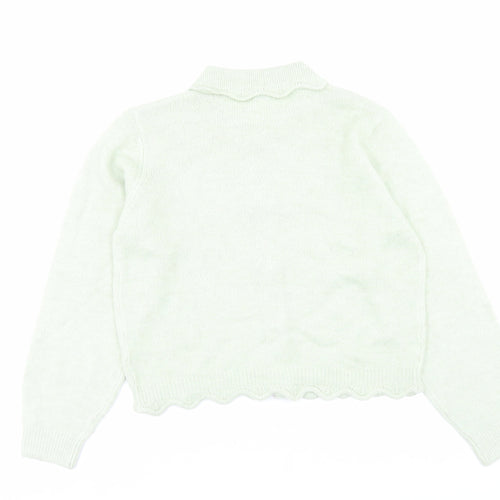 George Womens Green Collared Acrylic Cardigan Jumper Size M