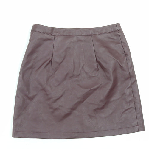 Primark Womens Purple Polyurethane A-Line Skirt Size 8 Zip