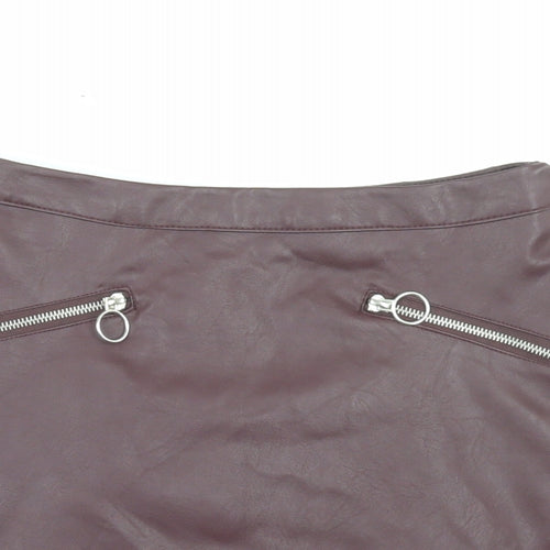 Primark Womens Purple Polyurethane A-Line Skirt Size 8 Zip
