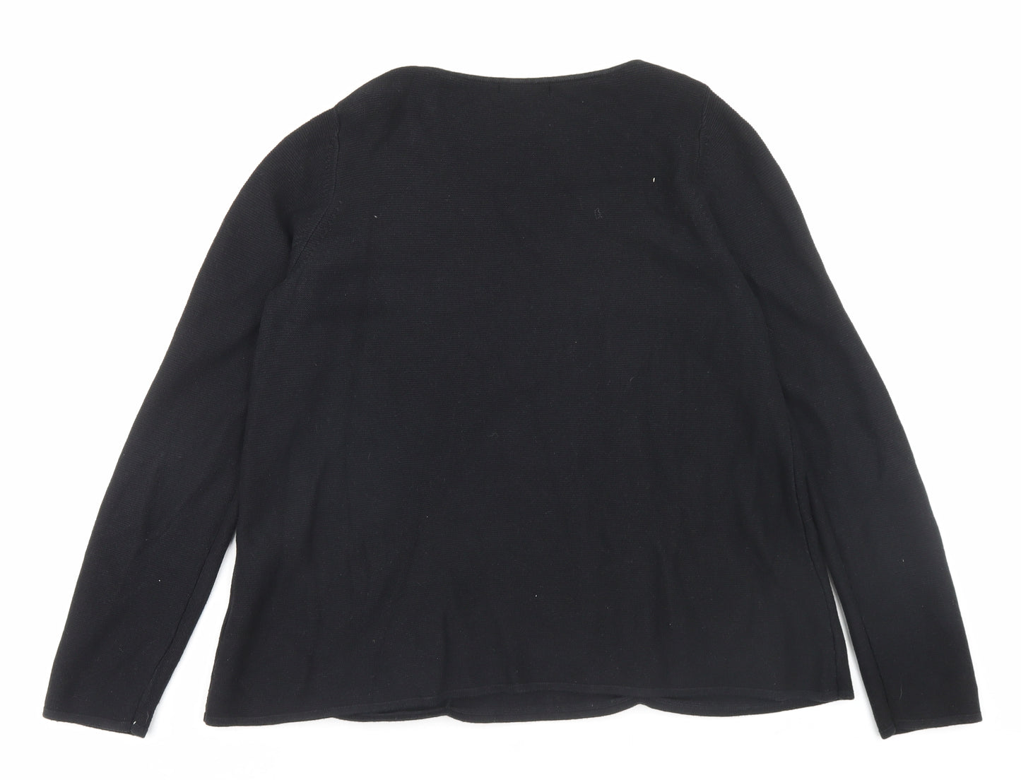 TU Womens Black Boat Neck Cotton Pullover Jumper Size 14