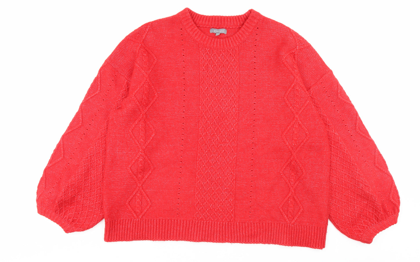 Debenhams Womens Red Crew Neck Nylon Pullover Jumper Size 22