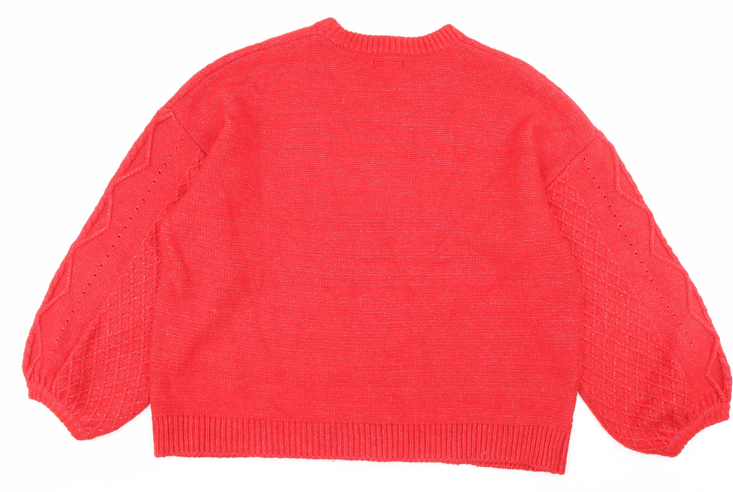 Debenhams Womens Red Crew Neck Nylon Pullover Jumper Size 22