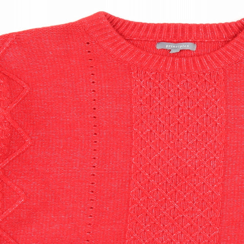 Debenhams Womens Red Crew Neck Nylon Pullover Jumper Size 22