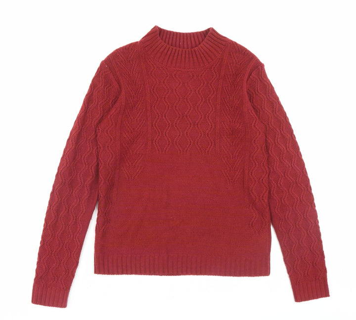Matalan Womens Red Mock Neck Acrylic Pullover Jumper Size S