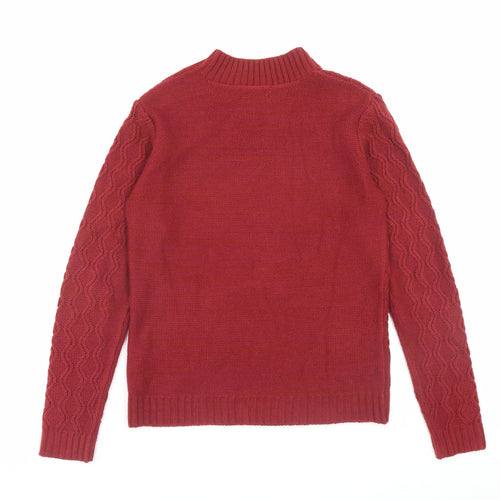 Matalan Womens Red Mock Neck Acrylic Pullover Jumper Size S