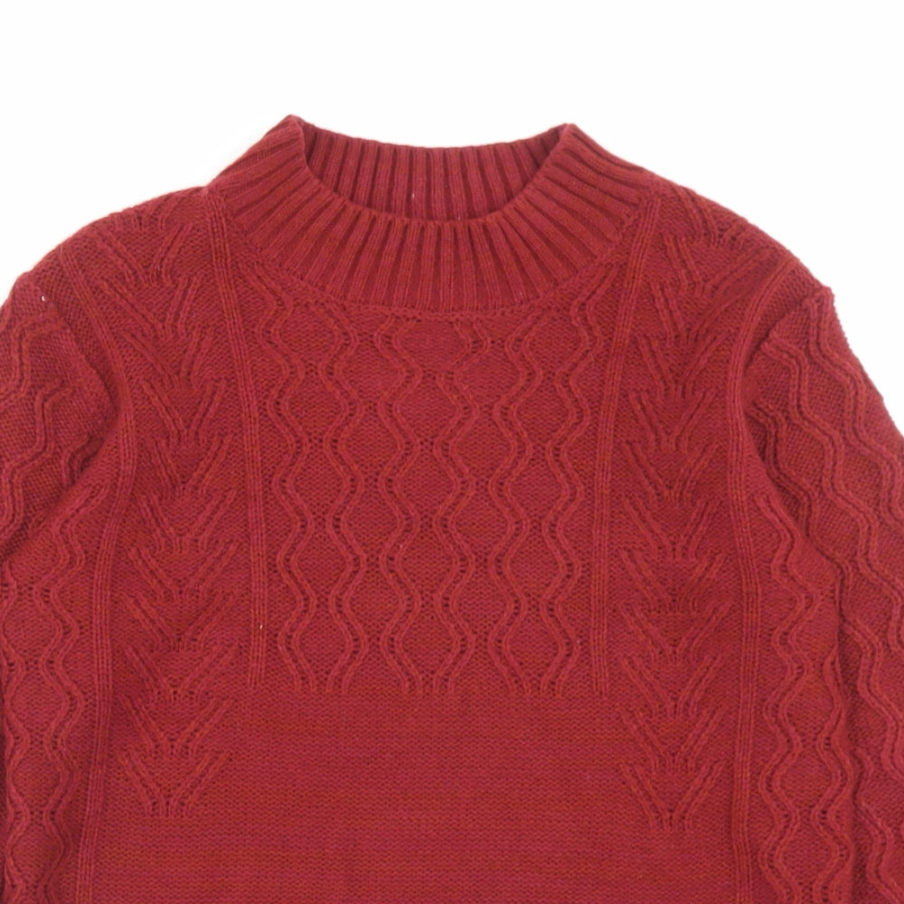 Matalan Womens Red Mock Neck Acrylic Pullover Jumper Size S