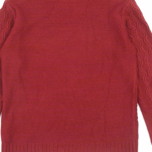 Matalan Womens Red Mock Neck Acrylic Pullover Jumper Size S
