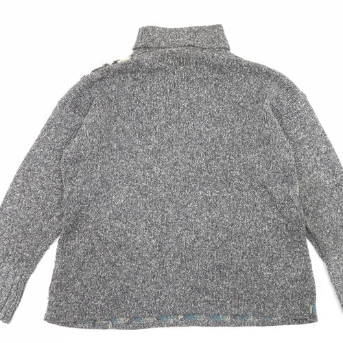 Wallis Womens Grey Roll Neck Geometric Acrylic Pullover Jumper Size M