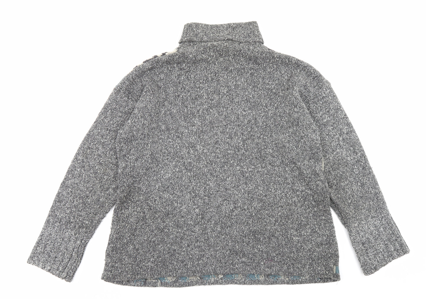 Wallis Womens Grey Roll Neck Geometric Acrylic Pullover Jumper Size M
