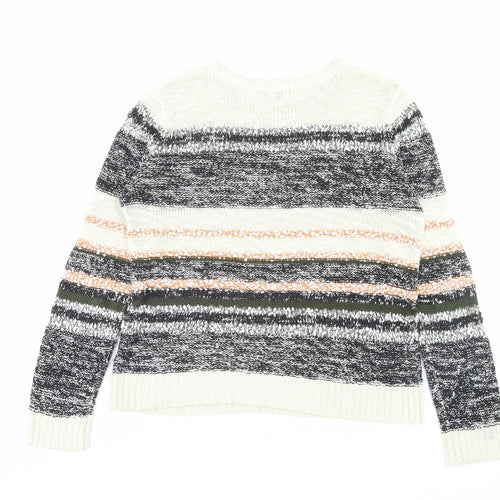 Papaya Womens Multicoloured Crew Neck Striped Acrylic Pullover Jumper Size M