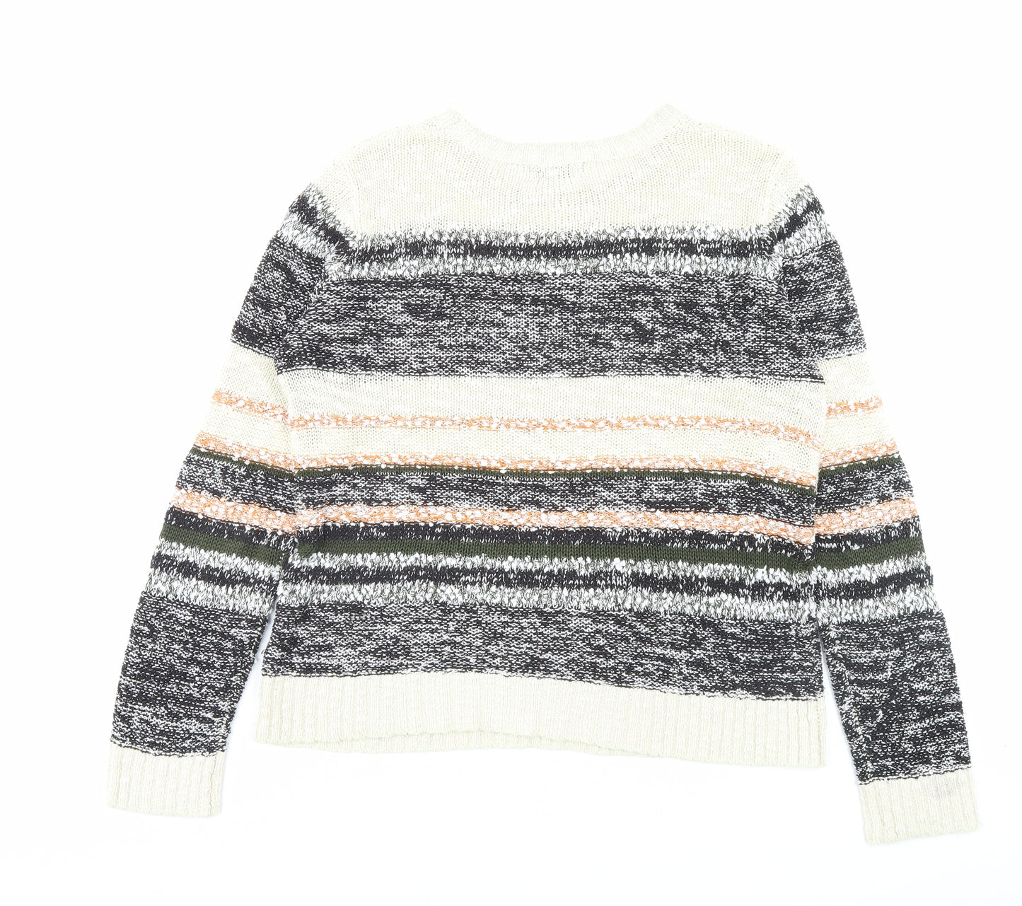 Papaya Womens Multicoloured Crew Neck Striped Acrylic Pullover Jumper Size M