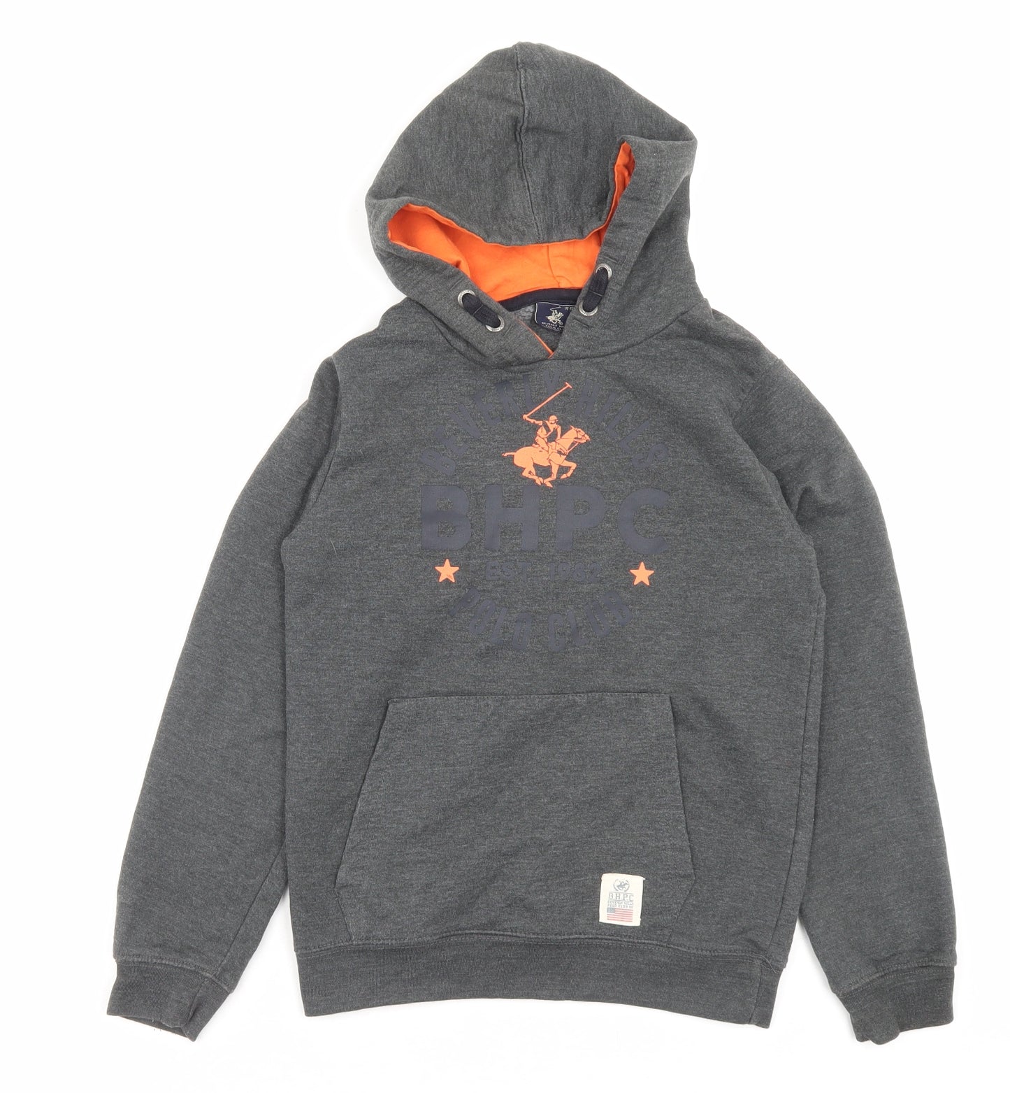 Beverly Hills Boys Grey Cotton Pullover Hoodie Size 11-12 Years Pullover