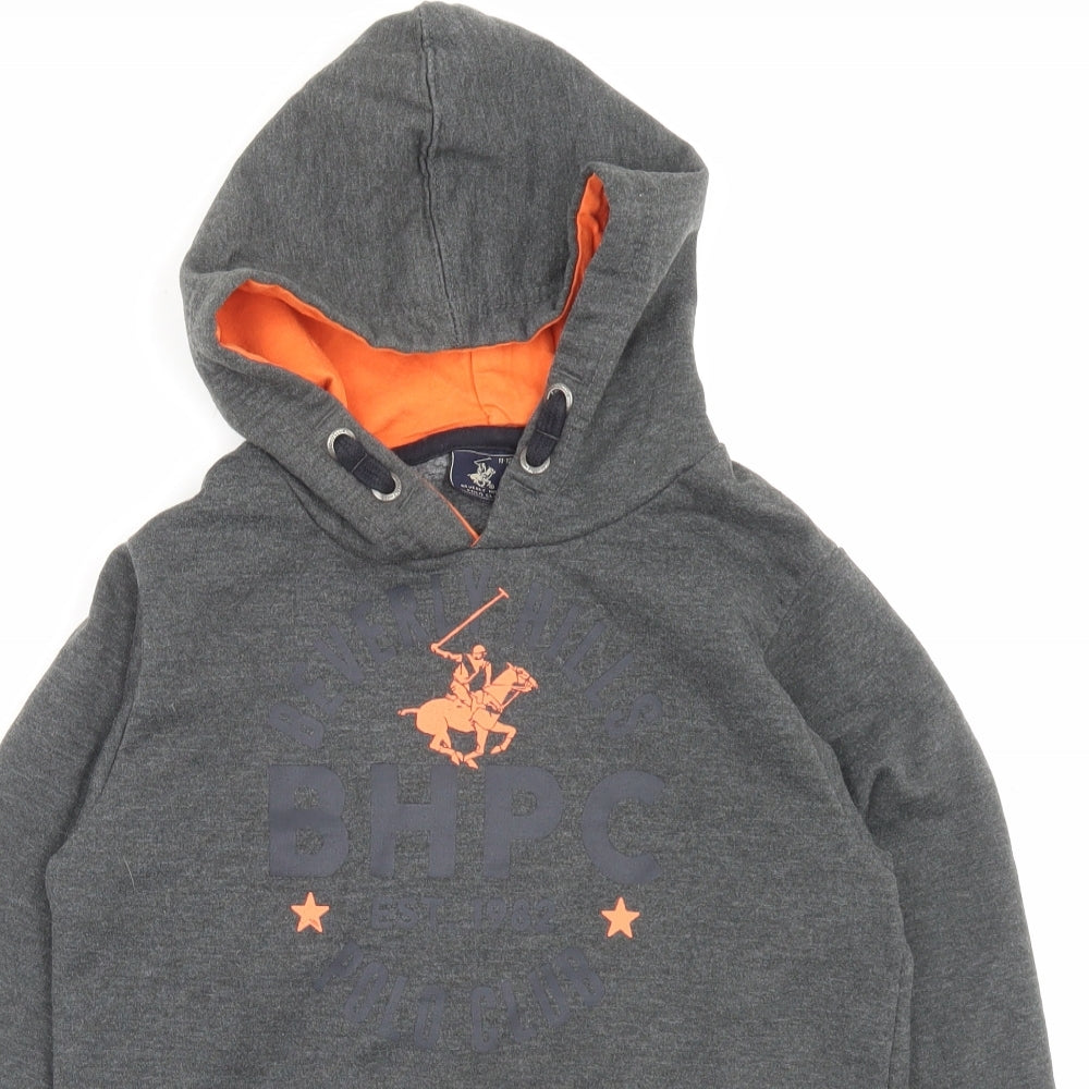 Beverly Hills Boys Grey Cotton Pullover Hoodie Size 11-12 Years Pullover