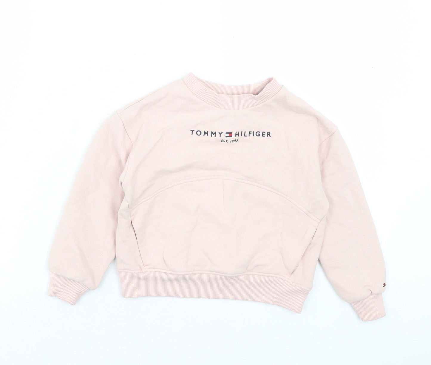 Tommy Hilfiger Girls Pink Cotton Pullover Sweatshirt Size 4 Years Pullover