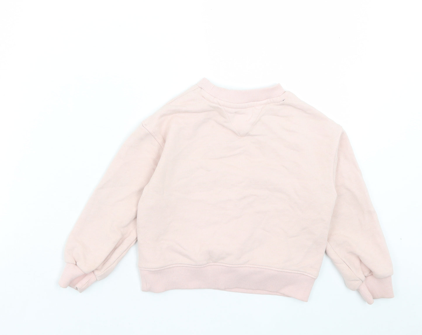 Tommy Hilfiger Girls Pink Cotton Pullover Sweatshirt Size 4 Years Pullover