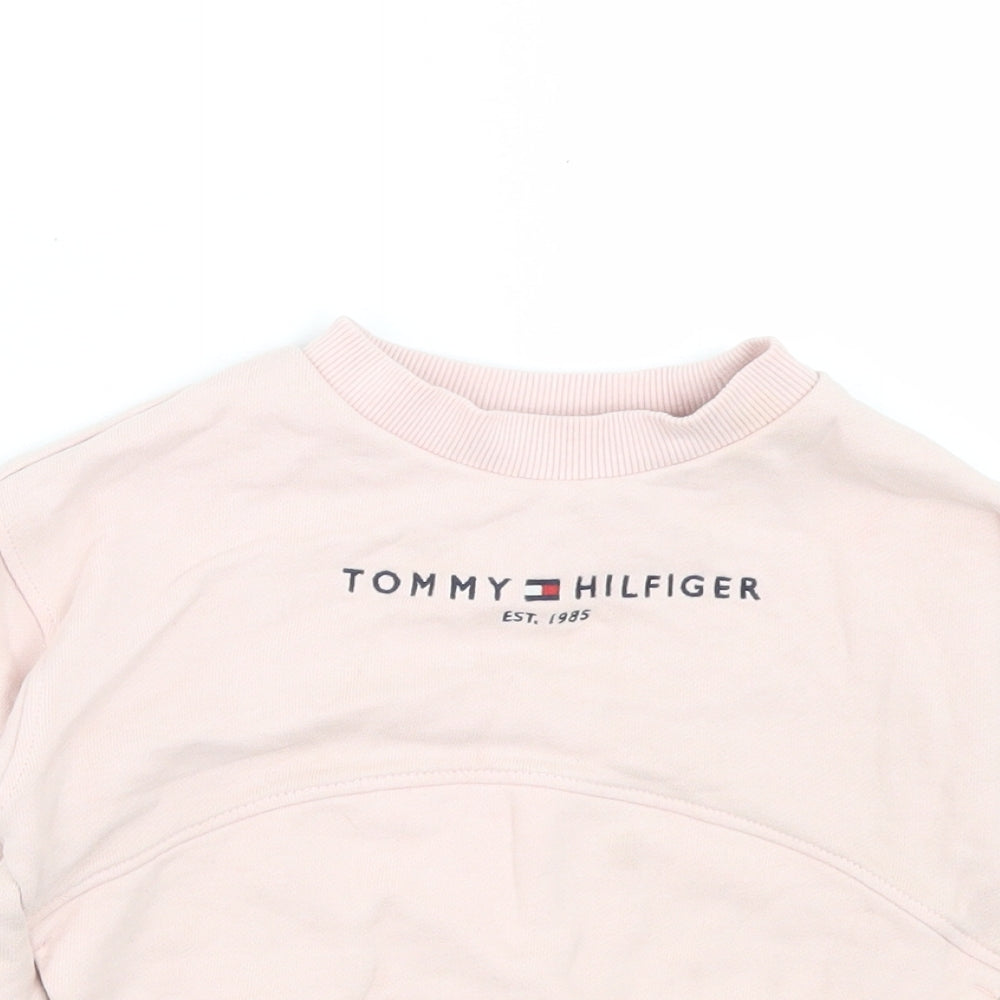 Tommy Hilfiger Girls Pink Cotton Pullover Sweatshirt Size 4 Years Pullover
