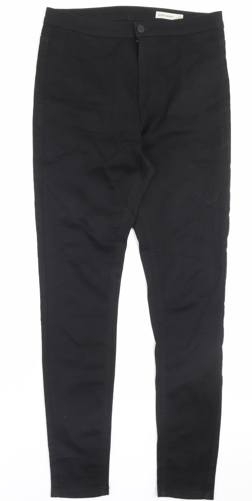 Marks and Spencer Womens Black Cotton Skinny Jeans Size 14 L30 in Regular Button