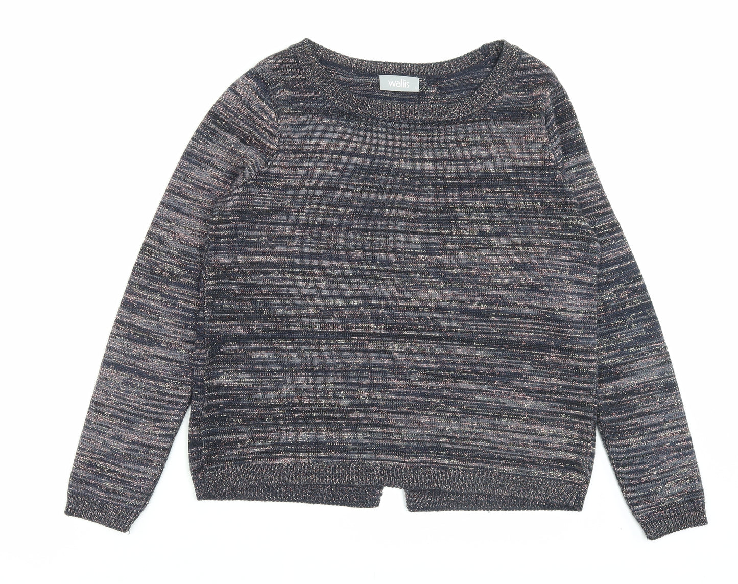 Wallis Womens Multicoloured Crew Neck Striped Acrylic Pullover Jumper Size S