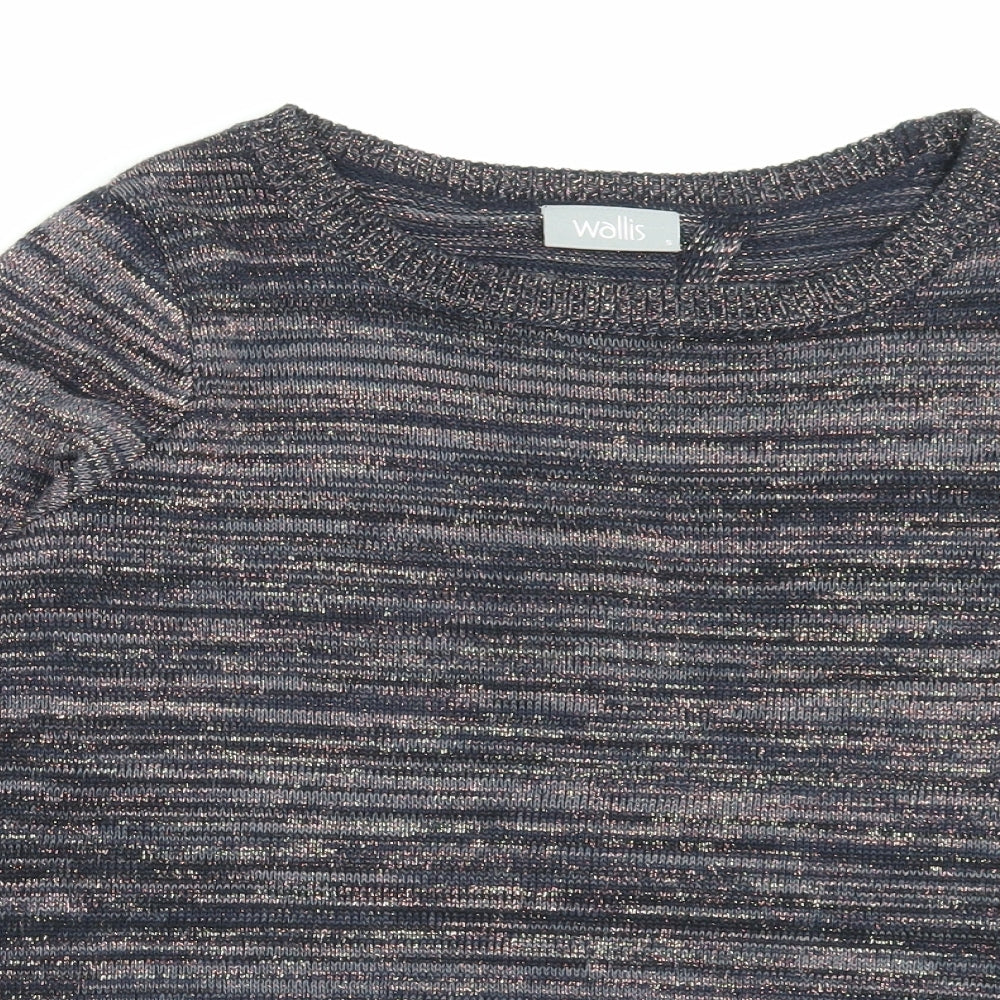 Wallis Womens Multicoloured Crew Neck Striped Acrylic Pullover Jumper Size S