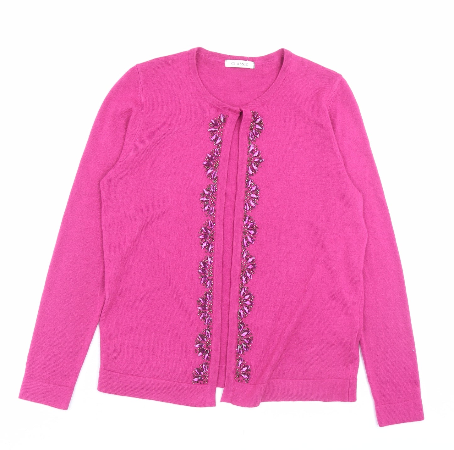 Marks and Spencer Womens Purple Crew Neck Acrylic Cardigan Jumper Size 10