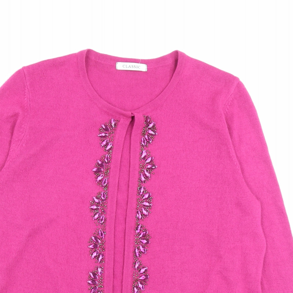 Marks and Spencer Womens Purple Crew Neck Acrylic Cardigan Jumper Size 10