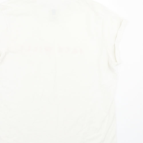 Jack Wills Womens White Polyester Basic T-Shirt Size 6 Crew Neck