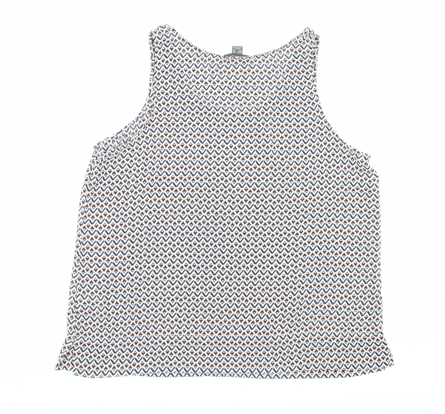 Primark Womens Multicoloured Argyle/Diamond Polyester Basic Tank Size 16 Scoop Neck